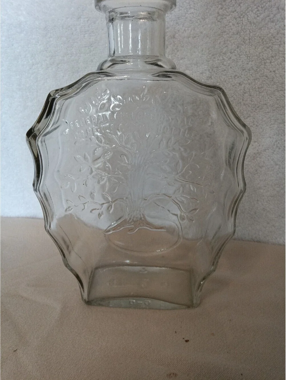 Anchor Hocking Tree of Life Glass Whiskey Bourbon Decanter Bottle No Stopper